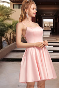 Roberta A-line Square Short/Mini Satin Homecoming Dress XXCP0020544