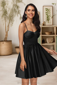 Isabella A-line Sweetheart Short/Mini Satin Homecoming Dress XXCP0020497