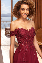 Load image into Gallery viewer, Perla A-line Off the Shoulder Short/Mini Chiffon Lace Homecoming Dress With Sequins XXCP0020528