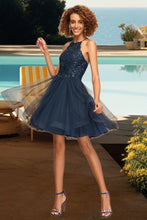 Load image into Gallery viewer, Maryjane A-line Scoop Short/Mini Lace Tulle Homecoming Dress With Sequins XXCP0020523