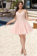 Load image into Gallery viewer, Aurora A-line V-Neck Short/Mini Tulle Homecoming Dress With Beading XXCP0020538