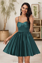 Load image into Gallery viewer, Isabella A-line Sweetheart Short/Mini Satin Homecoming Dress XXCP0020497