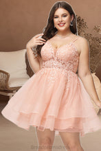 Load image into Gallery viewer, Ariana A-line V-Neck Short/Mini Lace Tulle Homecoming Dress XXCP0020524