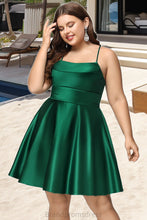 Load image into Gallery viewer, Breanna A-line Cowl Short/Mini Satin Homecoming Dress With Pleated XXCP0020511