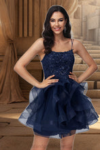 Load image into Gallery viewer, Nicola Ball-Gown/Princess Scoop Short/Mini Lace Tulle Homecoming Dress With Sequins XXCP0020510