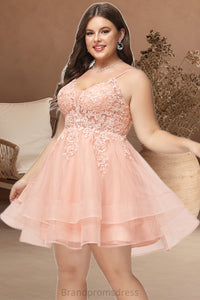 Ariana A-line V-Neck Short/Mini Lace Tulle Homecoming Dress XXCP0020524