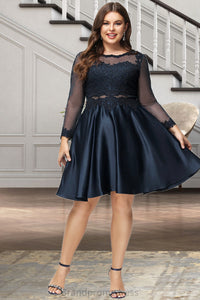 Claire A-line Scoop Short/Mini Lace Satin Homecoming Dress XXCP0020494