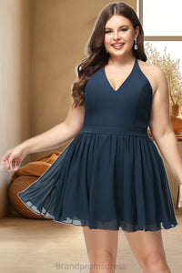 Scarlett A-line V-Neck Short/Mini Chiffon Lace Homecoming Dress XXCP0020502