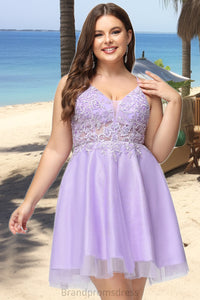 Kyla A-line V-Neck Short/Mini Lace Tulle Homecoming Dress With Beading XXCP0020501