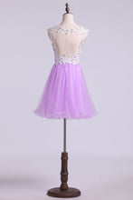 Load image into Gallery viewer, 2022 Short/Mini Prom Dress A Line Tulle Skirt With Embellished Bodice Beaded