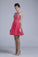 2022 Halter A Line Sexy And Cute Homecoming Dress Short/Mini Chiffon&Tulle Beaded