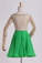 2022 Bateau A Line Short/Mini 3/4 Length Sleeve Prom Dress With Beaded Tulle Bodice And Chiffon Skirt
