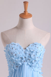 2022 Short/Mini Dresses Empire Waist A Line With Beads&Handmade Flowers