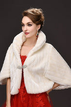 Load image into Gallery viewer, Glamorous White Faux Fur Wedding Wrap With Beading