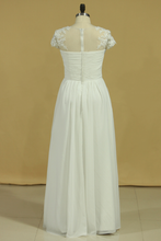 Load image into Gallery viewer, 2024 Plus Size Scoop A Line Wedding Dresses Chiffon With Applique