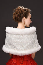Load image into Gallery viewer, Beautiful White Faux Fur Wedding Wrap