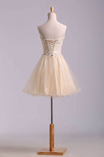 Load image into Gallery viewer, 2024 Lovely Homecoming Dresses A Line Sweetheart Short Mini Color Champagne