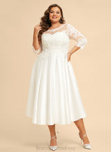 Load image into Gallery viewer, Alyssa Lace Wedding Dress Illusion Tea-Length Satin Wedding Dresses A-Line