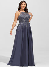 Load image into Gallery viewer, Chiffon Scoop Sequins Prom Dresses A-Line Floor-Length Maggie With Lace