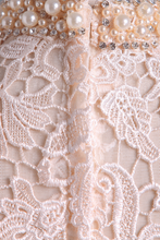 Load image into Gallery viewer, 2024 Hot High Neck Prom Dresses A Line Spandex &amp; Lace With Beads