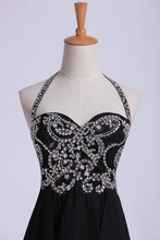 Load image into Gallery viewer, 2024 Halter Homecoming Dresses A Line Short/Mini Chiffon With Beading And Sequins