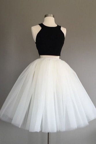Halter Sleeveless Jayden Homecoming Dresses Two Pieces Ball Gown Tulle Pleated Simple