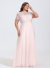 Load image into Gallery viewer, High Prom Dresses A-Line Bria Chiffon Lace Neck Floor-Length Illusion