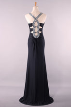 Load image into Gallery viewer, 2022 Slim V Neck Prom Dress Sheath Floor Length Open Back Discount Price #2085