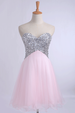 Load image into Gallery viewer, 2022 Homecoming Dresses A Line Sweetheart With Beads&amp;Sequins Short/Mini