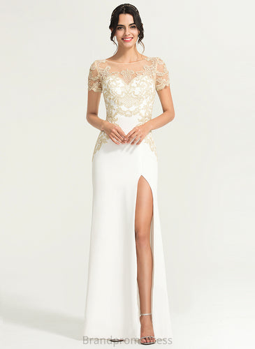 Sheath/Column Campbell Crepe Lace Wedding Dresses Stretch Wedding Floor-Length Scoop Dress