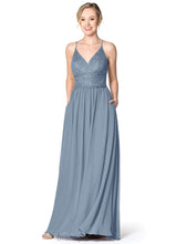 Load image into Gallery viewer, Avery Natural Waist Sleeveless A-Line/Princess V-Neck Floor Length Bridesmaid Dresses
