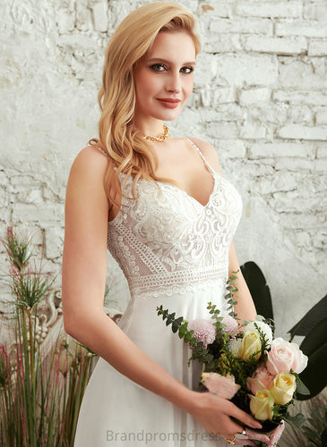 Dress Lace Floor-Length Chiffon Saige A-Line Wedding V-neck Wedding Dresses