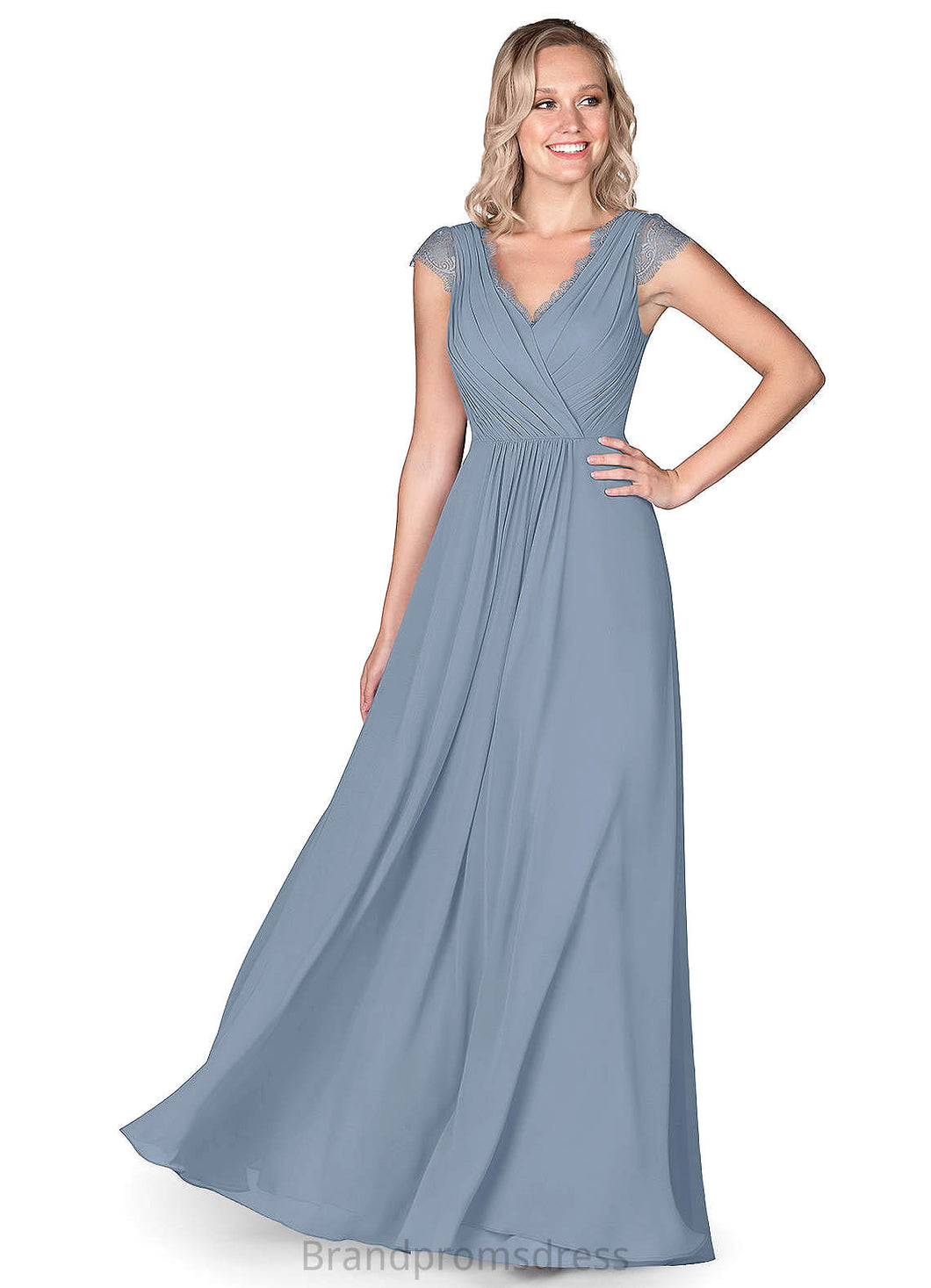 Lorena V-Neck Natural Waist Floor Length Sleeveless A-Line/Princess Bridesmaid Dresses
