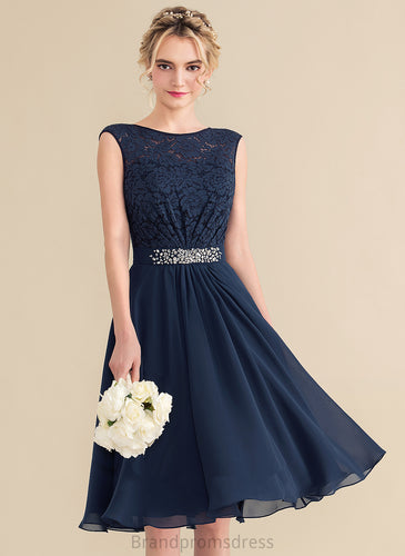 Homecoming Homecoming Dresses Bow(s) Lace Chiffon A-Line Beading Lace Moriah Scoop Dress Neck With Knee-Length
