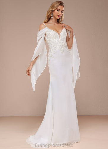 Chiffon Train Lace Wedding Dresses Dress Trumpet/Mermaid Brooklyn Wedding Sweep Shoulder Cold