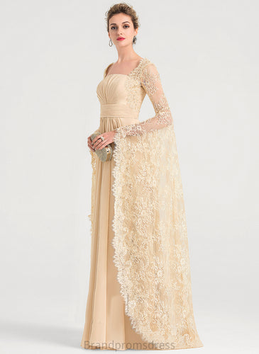 Natalee A-Line With Floor-Length Beading Square Ruffle Dress Wedding Chiffon Wedding Dresses Lace