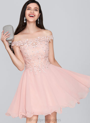 Beading Off-the-Shoulder Dress Short/Mini Kayden With Homecoming A-Line Chiffon Lace Homecoming Dresses