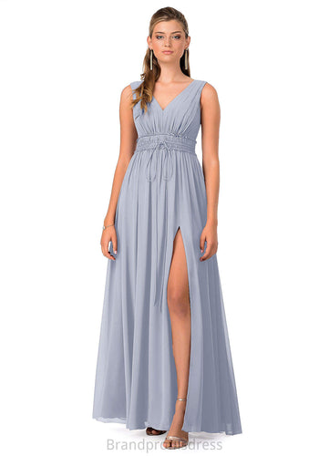 Gabriela Natural Waist Spaghetti Staps Sleeveless Trumpet/Mermaid Floor Length Bridesmaid Dresses