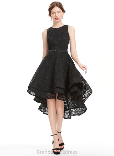 Asymmetrical Lace Scoop Homecoming Dresses Dress Beading Neck A-Line Monique With Lace Homecoming