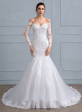 Load image into Gallery viewer, Dress Beading Trumpet/Mermaid Court Off-the-Shoulder Lillie Wedding Dresses Sequins Lace Tulle With Train Wedding