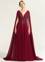 Load image into Gallery viewer, Train Sweep V-neck Wedding Dresses Wedding Lace Dress Willow Chiffon A-Line Sequins With