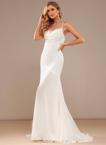 Trumpet/Mermaid Dress Wedding Dresses Lace Sweep Chiffon Wedding Esperanza Train V-neck