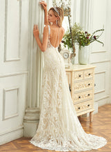 Load image into Gallery viewer, Train Tulle Lace Ali Dress Chapel Wedding Dresses Wedding V-neck Trumpet/Mermaid
