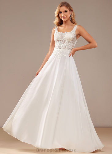Lace Wedding Lainey Wedding Dresses Sequins Chiffon Floor-Length Square With A-Line Dress