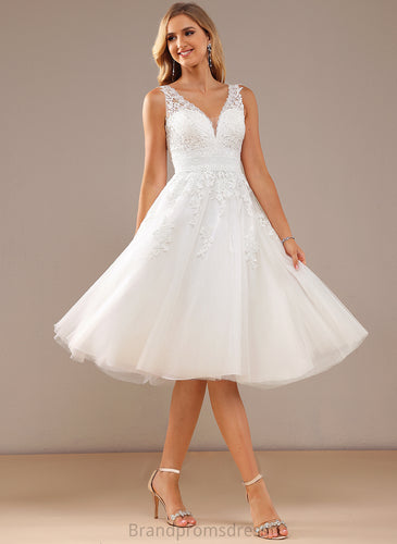 Lace Dress Wedding Dresses Tulle A-Line Wedding Yamilet Knee-Length V-neck