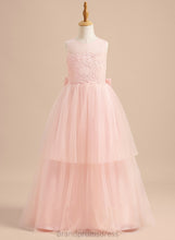 Load image into Gallery viewer, Flower Girl Dresses Neck Tulle Flower Girl - Jeanie A-Line Floor-length Sleeveless Lace/Bow(s) With Scoop Dress