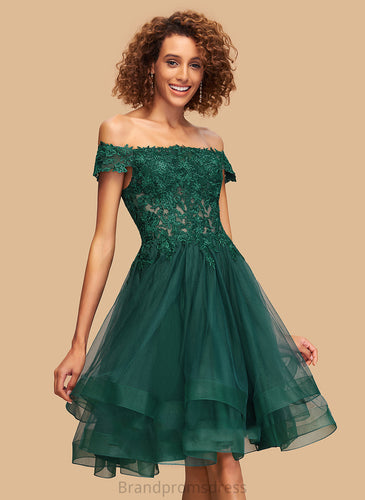 Off-the-Shoulder Tulle Amaya Knee-Length Homecoming Dresses Homecoming A-Line With Dress Lace