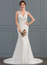 Load image into Gallery viewer, Wedding Lace Monica Dress Court Train Trumpet/Mermaid Wedding Dresses V-neck Chiffon