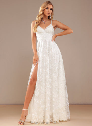Wedding V-neck A-Line Wedding Dresses Floor-Length Dress Lace Phyllis