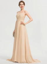 Load image into Gallery viewer, Square Sweep Beading With Prom Dresses Train Chiffon Stephanie A-Line Sequins